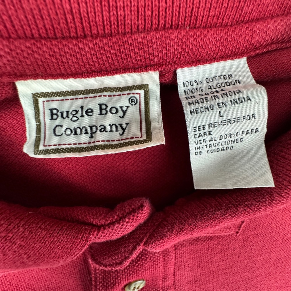 Vintage Bugle Boy Company Mens Red Long Sleeve Polo Shirt Embroidered Logo Y2K L - Picture 3 of 9